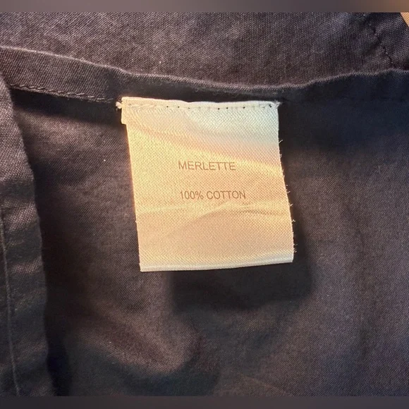 Merlette Tiered Wrap Skirt Size 6 Navy Cotton Poplin Midi Boho - Picture 10 of 11